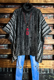 WIND DOWN TURTLENECK SWEATER TUNIC PONCHO IN CHARCOAL