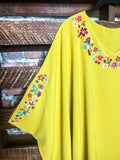 EMBROIDERED OVERSIZED PONCHO TUNIC 2X/4X 4X/6X IN GOLD MUSTARD-------SALE