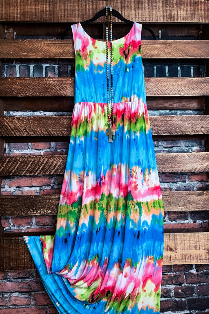 RAINBOW TIE DYE MAXI DRESS MULTI - COLOR--------SALE
