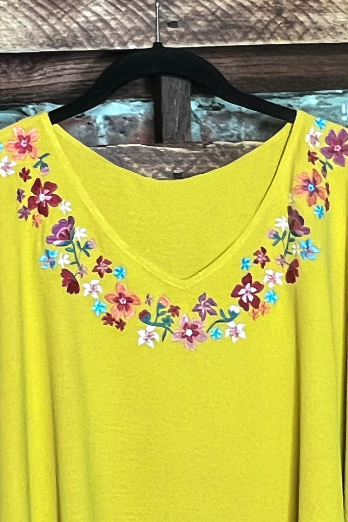 EMBROIDERED OVERSIZED PONCHO TUNIC IN GOLD MUSTARD-------SALE
