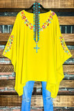 EMBROIDERED OVERSIZED PONCHO TUNIC IN GOLD MUSTARD-------SALE