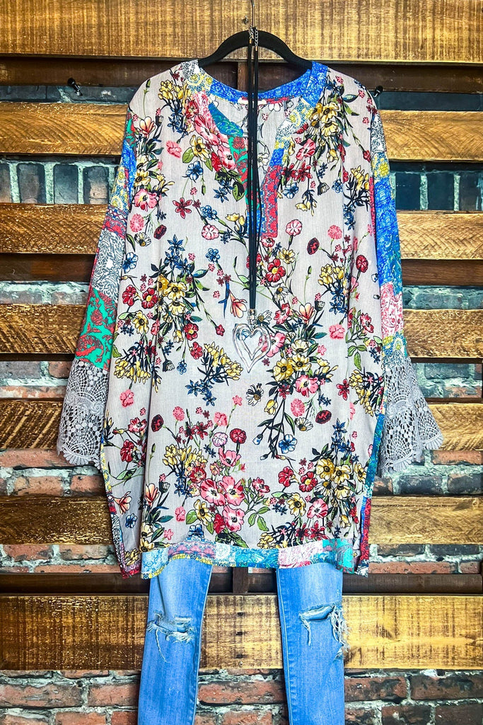 FLORAL &  LACE JADE TUNIC PLUS SIZE---------SALE