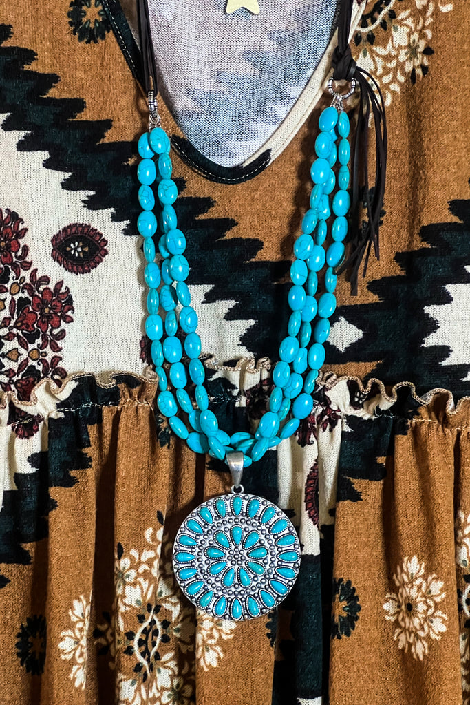 GENUINE SOUL COUNTRY AZTEC PRINT OVERSIZED TUNIC DRESS IN CAMEL