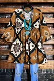 GENUINE SOUL COUNTRY AZTEC PRINT OVERSIZED TUNIC DRESS IN CAMEL