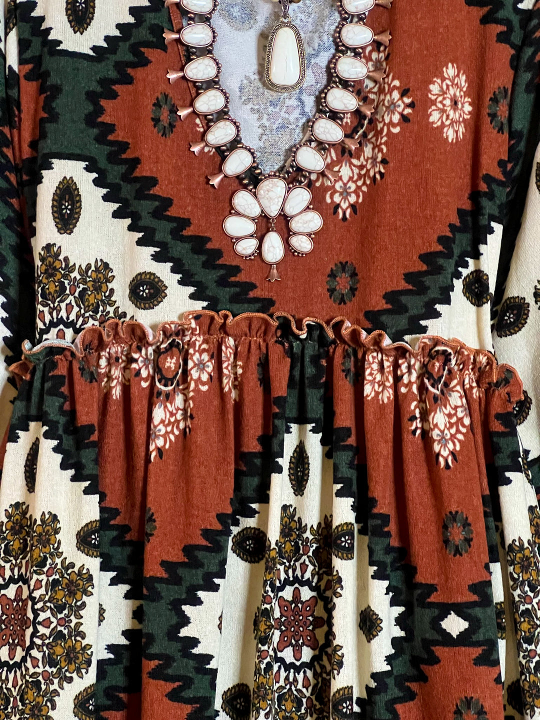4X/5X - AZTEC PRINT OVERSIZED TUNIC DRESS IN RUST-------SALE