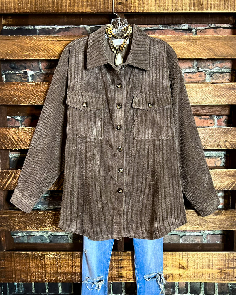 BEST CORDUROY VERSION COMFY BROWN OVERSIZED SHIRT----------SALE