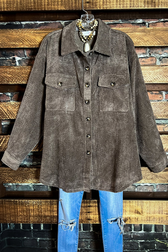 BEST CORDUROY VERSION COMFY BROWN OVERSIZED SHIRT----------SALE