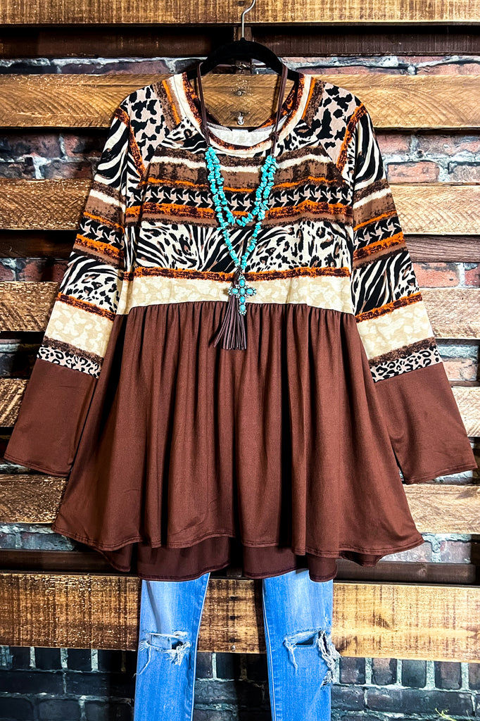 WILD CONNECTIONS BROWN & MULTICOLOR TOP