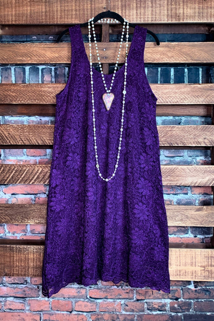 LOVELY DAY PURPLE LACE SPARKLE DRESS  6 - 14------------SALE