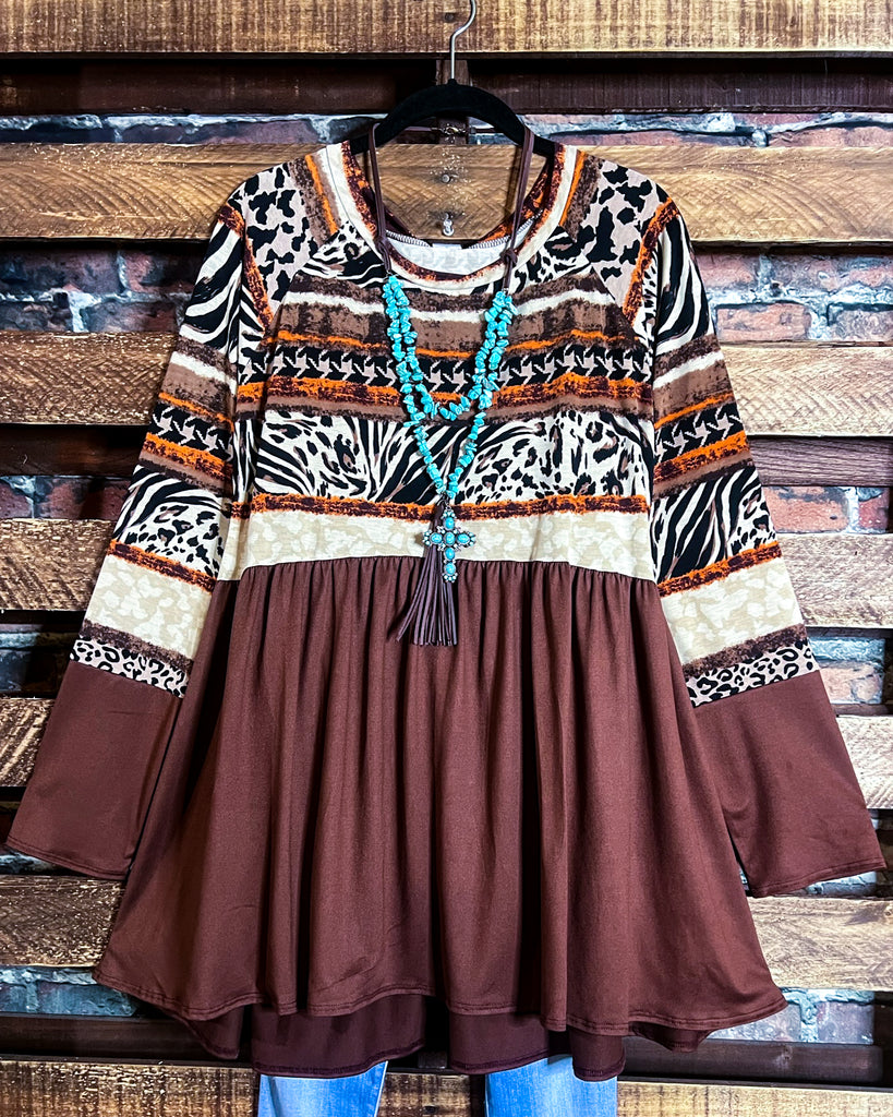 WILD CONNECTIONS BROWN & MULTICOLOR TOP