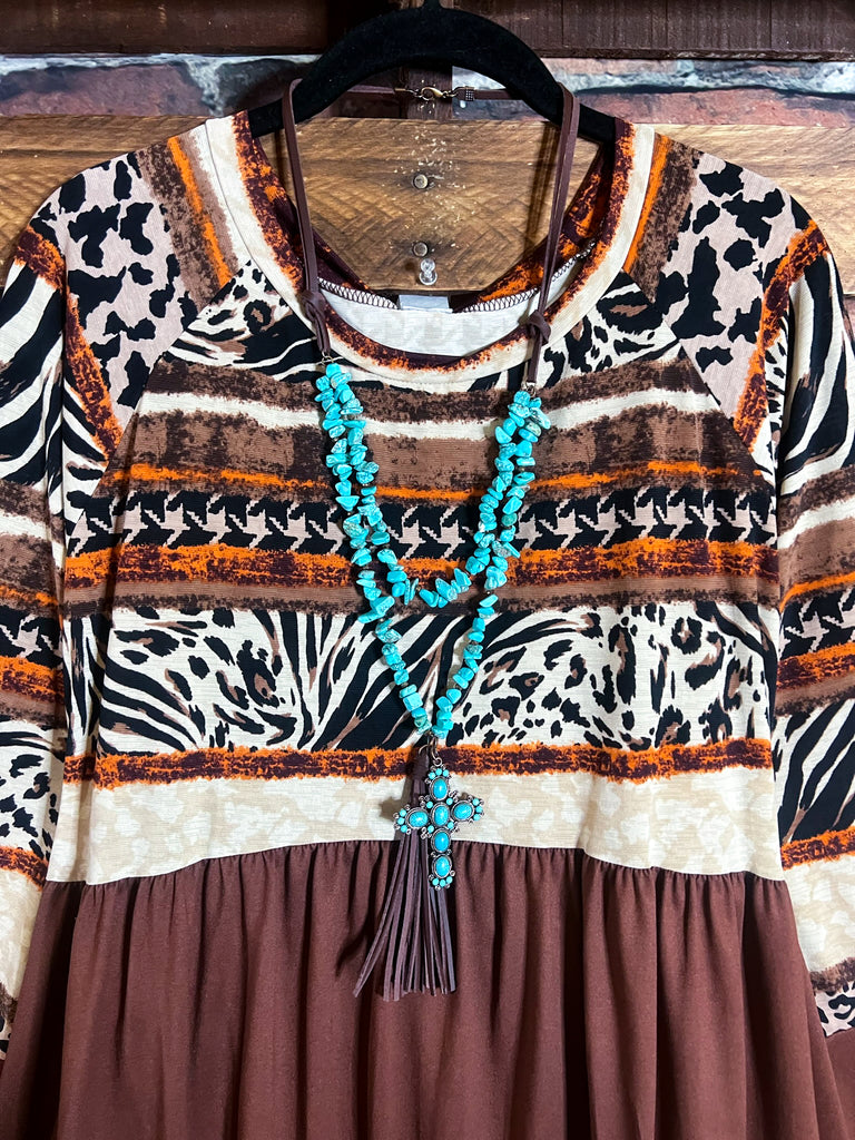 WILD CONNECTIONS BROWN & MULTICOLOR TOP