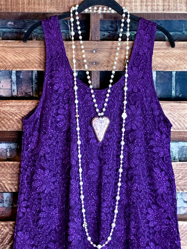 LOVELY DAY PURPLE LACE SPARKLE DRESS  6 - 14------------SALE