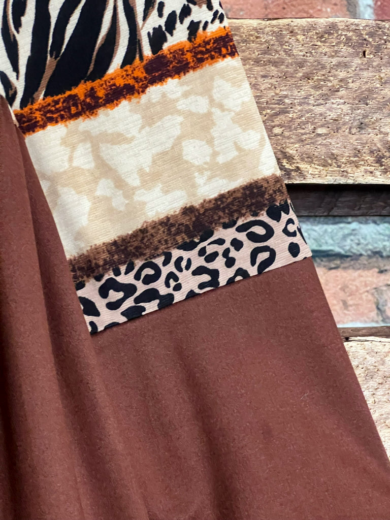 WILD CONNECTIONS BROWN & MULTICOLOR TOP