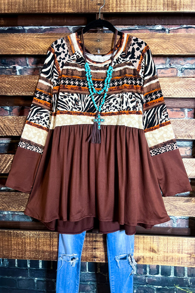 WILD CONNECTIONS BROWN & MULTICOLOR TOP