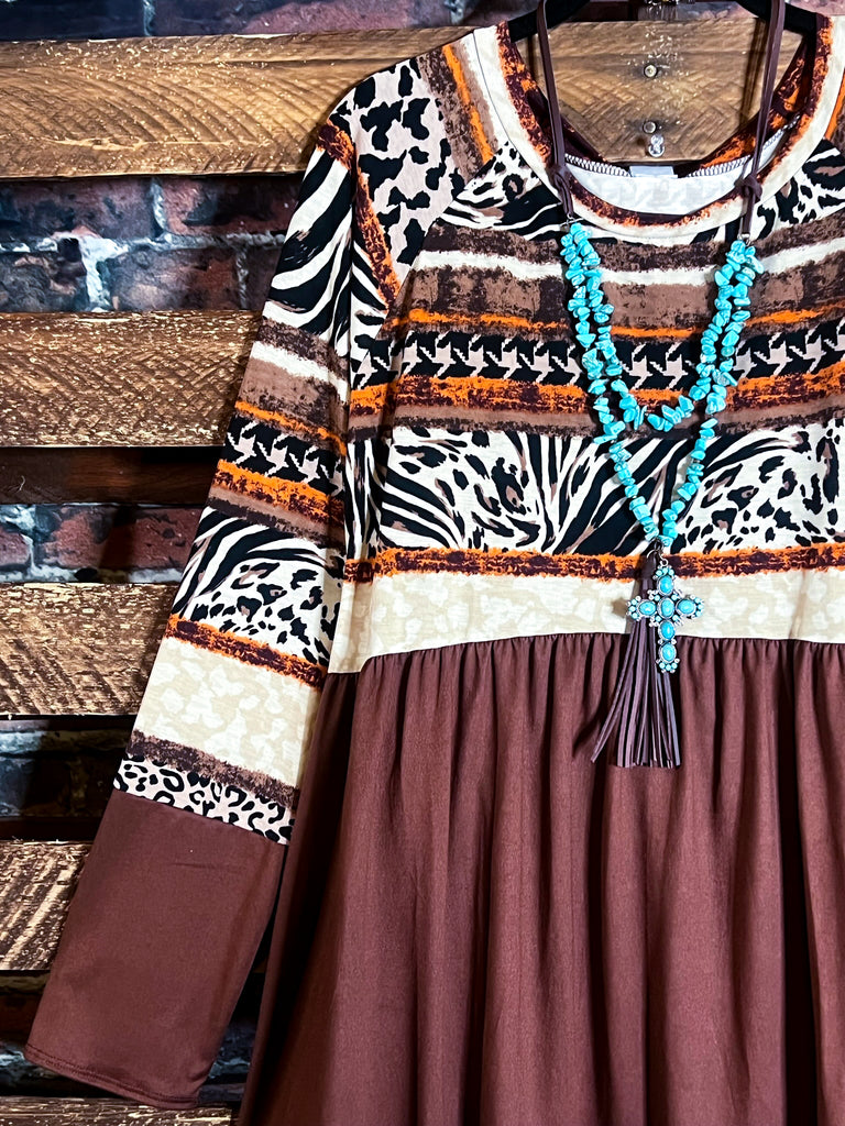 WILD CONNECTIONS BROWN & MULTICOLOR TOP