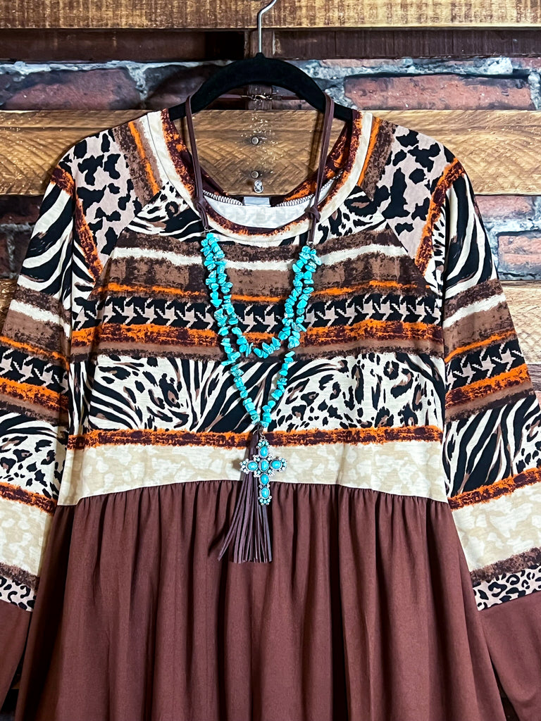 WILD CONNECTIONS BROWN & MULTICOLOR TOP