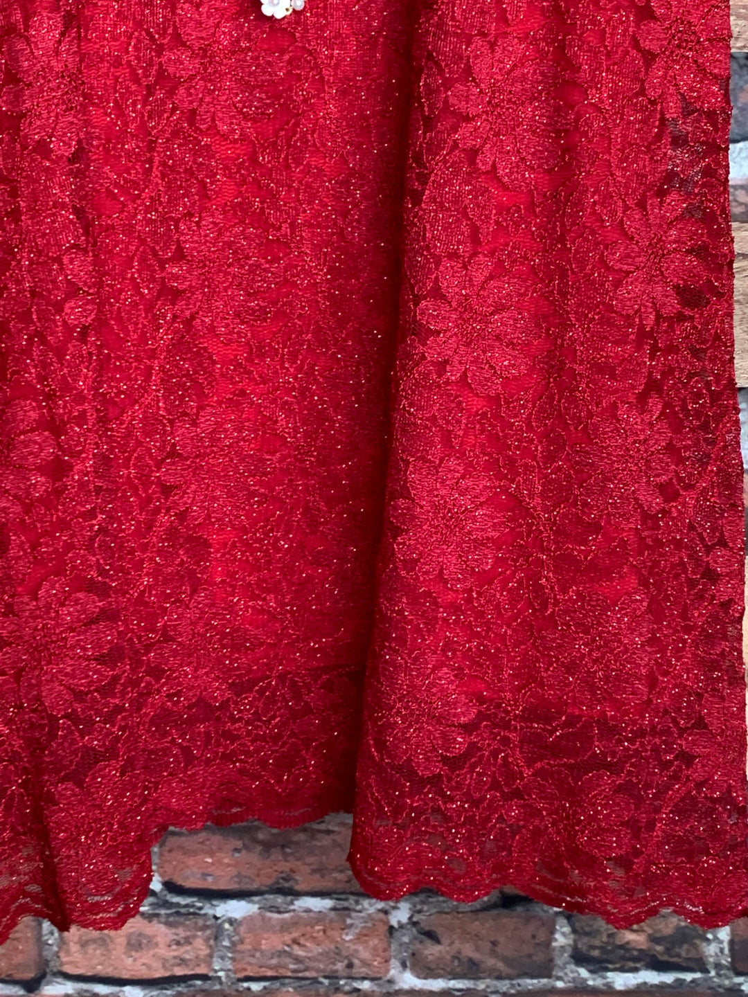 LOVELY DAY RED RUBY LACE SPARKLE DRESS  6 - 14