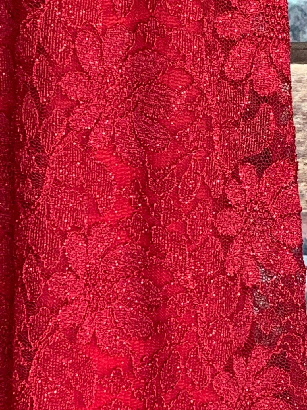 LOVELY DAY RED RUBY LACE SPARKLE DRESS  6 - 14