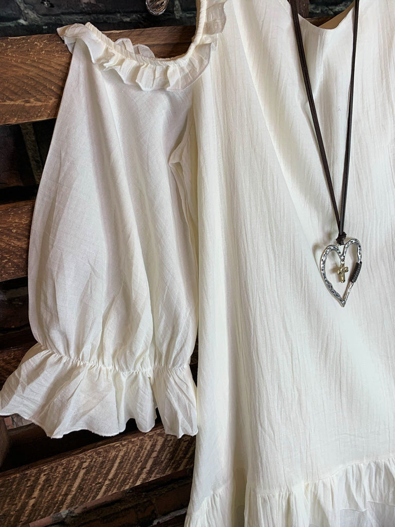 Cotton Off-Shoulder Top in Cream-------Sale