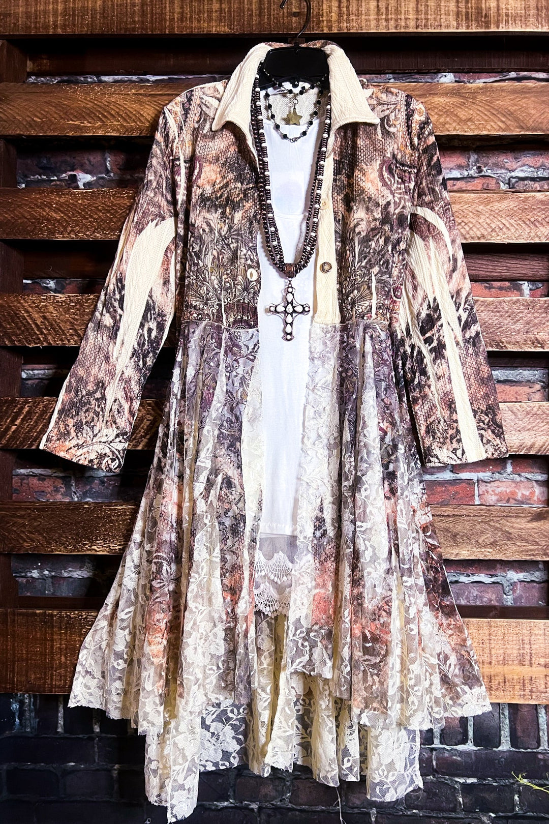 RUSTIC  VINTAGE INSPIRED JACKET CARDIGAN IN BEIGE, BROWN & RUST