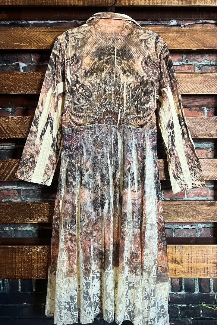 RUSTIC  VINTAGE INSPIRED JACKET CARDIGAN IN BEIGE, BROWN & RUST