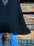 SECRET LOVE TATTOO EMBROIDERY BLACK SLIP EXTENDER DRESS