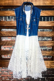 NEVER OUT OF STYLE LACE & DENIM VEST