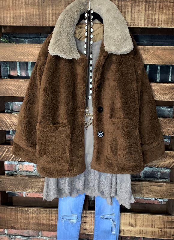 A COAT JACKET BROWN FAUX FUR -------------sale
