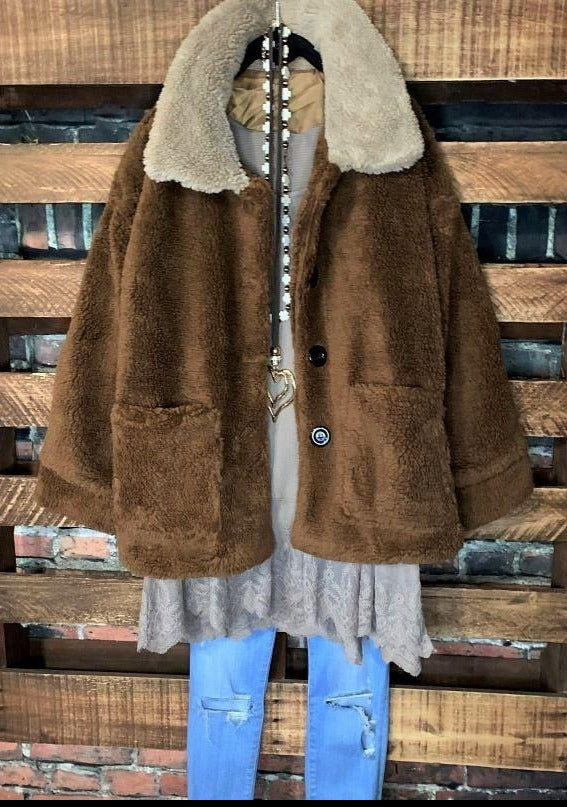 JACKET BROWN FAUX FUR -------------sale