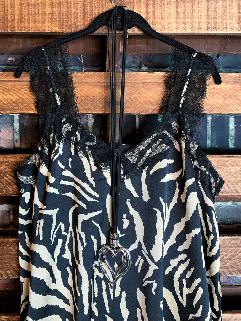 PERFECT VISION BLACK ANIMAL PRINT & LACE TOP-----------SALE
