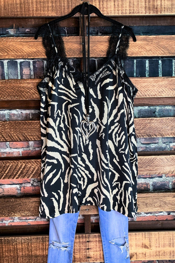 PERFECT VISION BLACK ANIMAL PRINT & LACE TOP-----------SALE