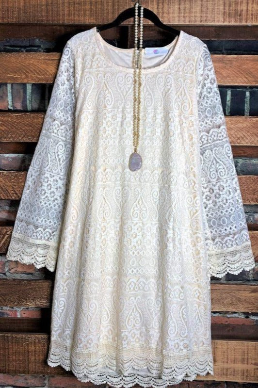 LACE DRESS IN BEIGE---------SALE