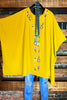 EVERYDAY MUSE EMBROIDERED OVERSIZED PONCHO TUNIC IN MUSTARD----------SALE