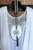 LIVING FREE BOHO CROCHET FRINGE KIMONO IN OFF-WHITE