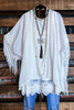 LIVING FREE BOHO CROCHET FRINGE KIMONO IN OFF-WHITE