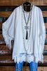 LIVING FREE BOHO CROCHET FRINGE KIMONO IN OFF-WHITE