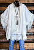 LIVING FREE BOHO CROCHET FRINGE KIMONO IN OFF-WHITE