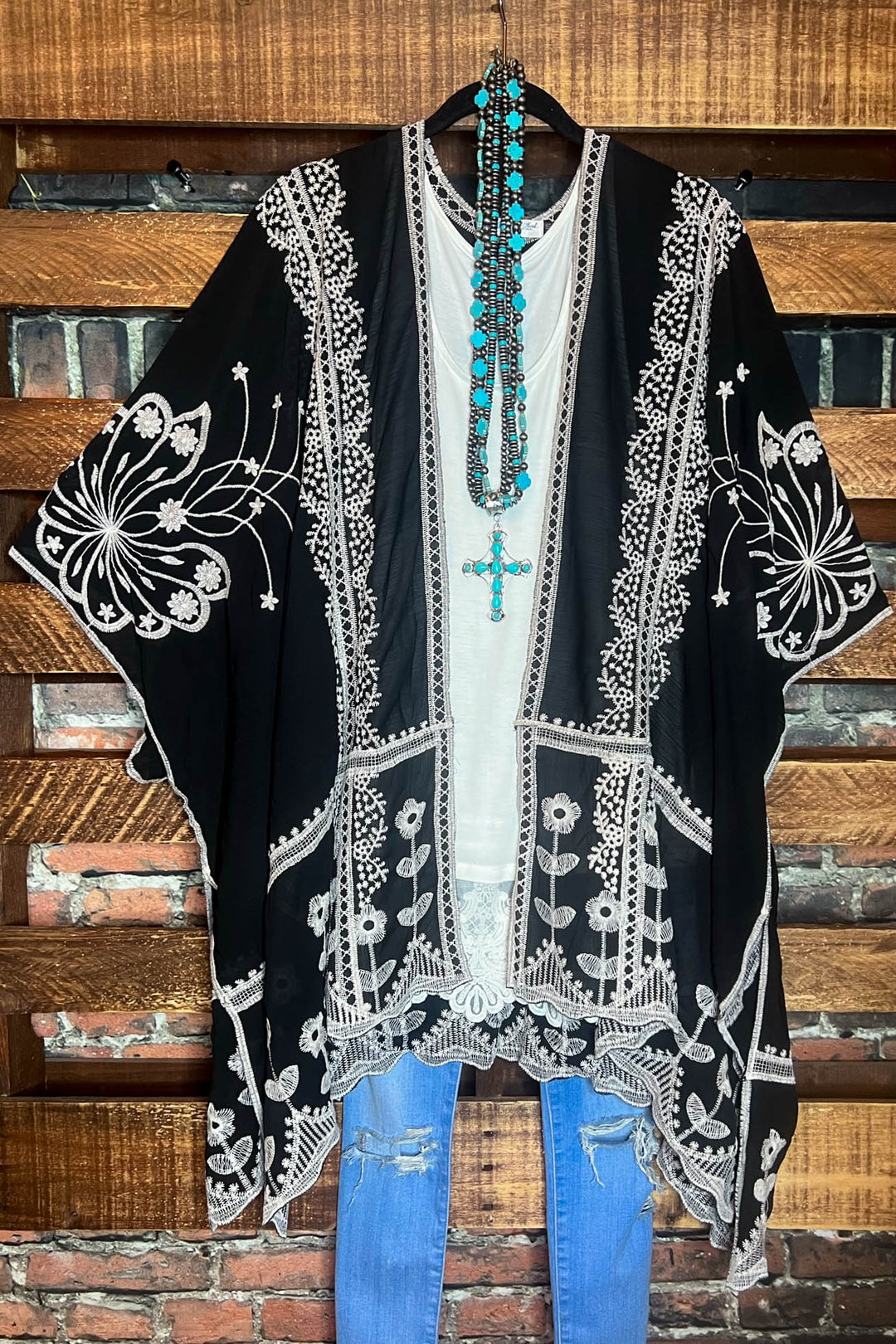 Precious Love Embroidered Oversized Duster Kimono