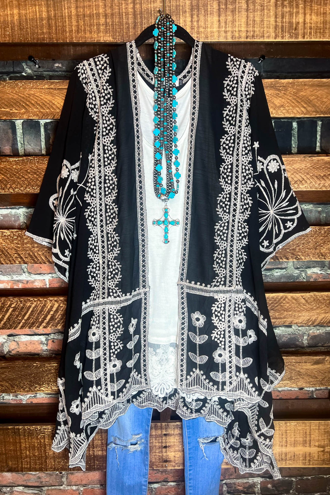 Precious Love Embroidered Oversized Duster Kimono