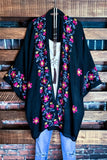 IT'S LOVE AT FIRST SIGHT BLACK EMBROIDERED KIMONO