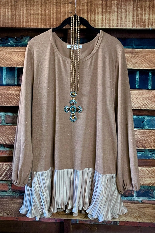Glamour Sparkle Blouse in Mocha Size Small S - 2X------sale