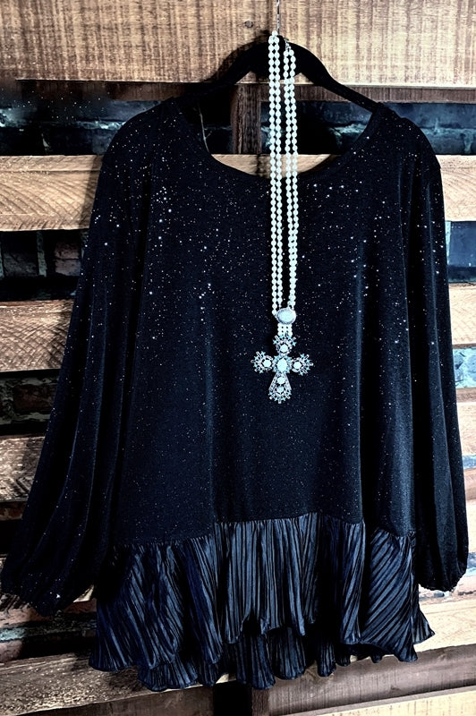 GLAMOUR PRETTY SPARKLE BLOUSE IN BLACK SIZE --------sale