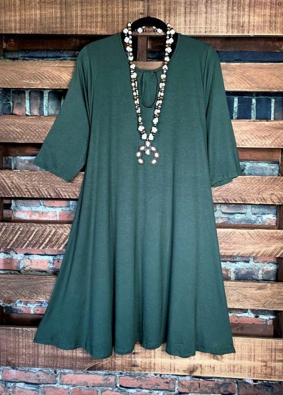 ADORABLY YOURS DRESS IN DARK OLIVE------------SALE