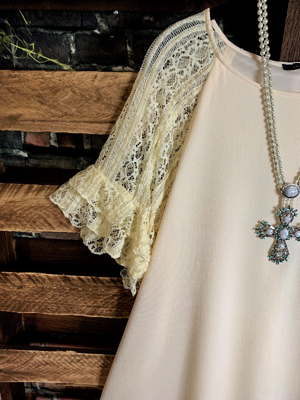 LOVED BY ME LACE DRESS IN BEIGE