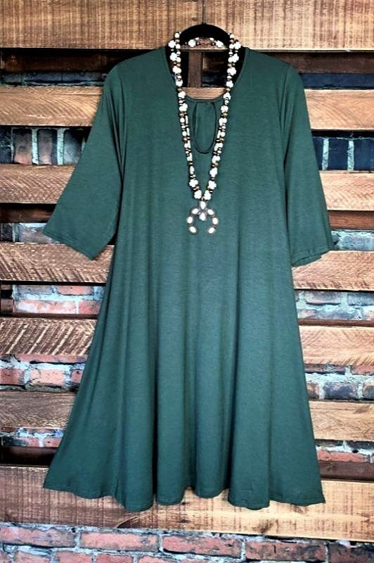 ADORABLY YOURS DRESS IN DARK OLIVE------------SALE