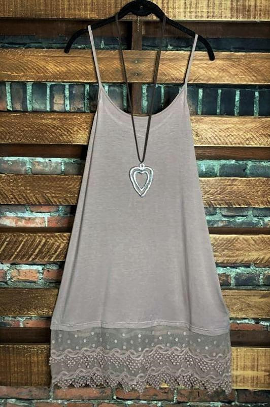 Magic In My Heart Lace Slip Dress Extender Mocha-------Sale