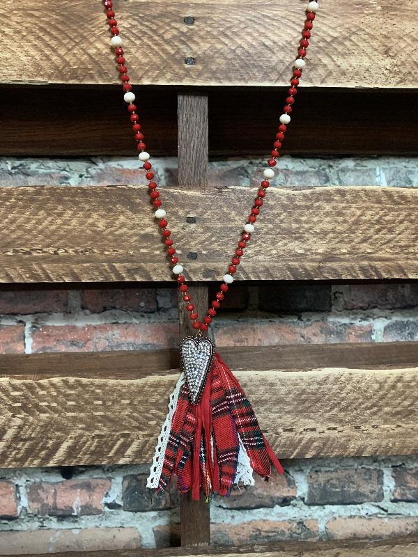 CRYSTAL NECKLACE RED & WHITE