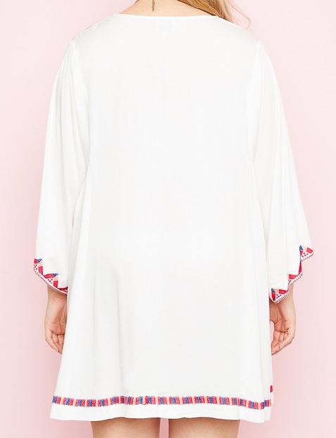 LIVING FREE & PEACE EMBROIDERED DRESS IN OFF-WHITE MIX [product vendor] - Life is Chic Boutique