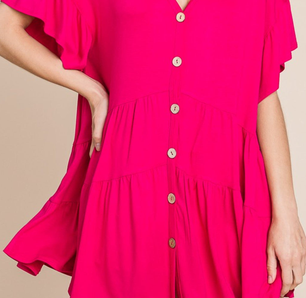 JUST RELAX COMFY OVERSIZED TUNIC IN HOT PINK