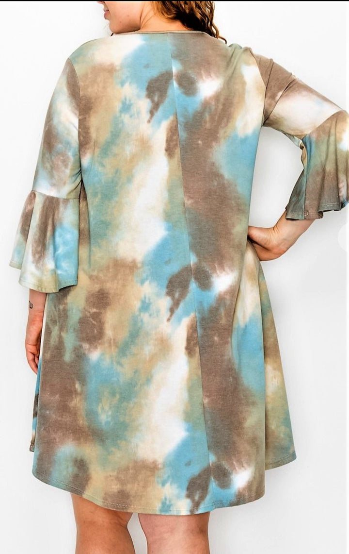 A Love So Sweet Tie Dye Dress In Olive & Multi-Color